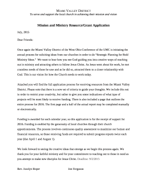 Mission and Ministry Resource/Grant Application