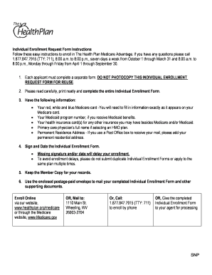 The Health Plan Medicare Advantage Enrollment Form