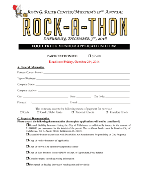 FOOD TRUCK VENDOR APPLICATION FORM