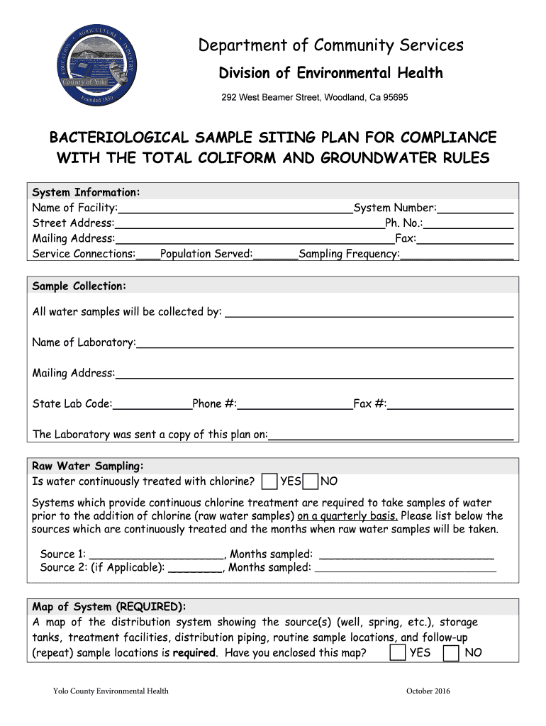 Fillable Online PWSBacteriological Sample Siting Plan 09.doc Fax Email