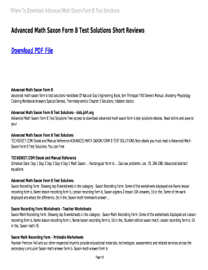 Fillable Online Advanced Math Saxon Form B Test Solutions. Advanced Math Saxon Form B Test ...