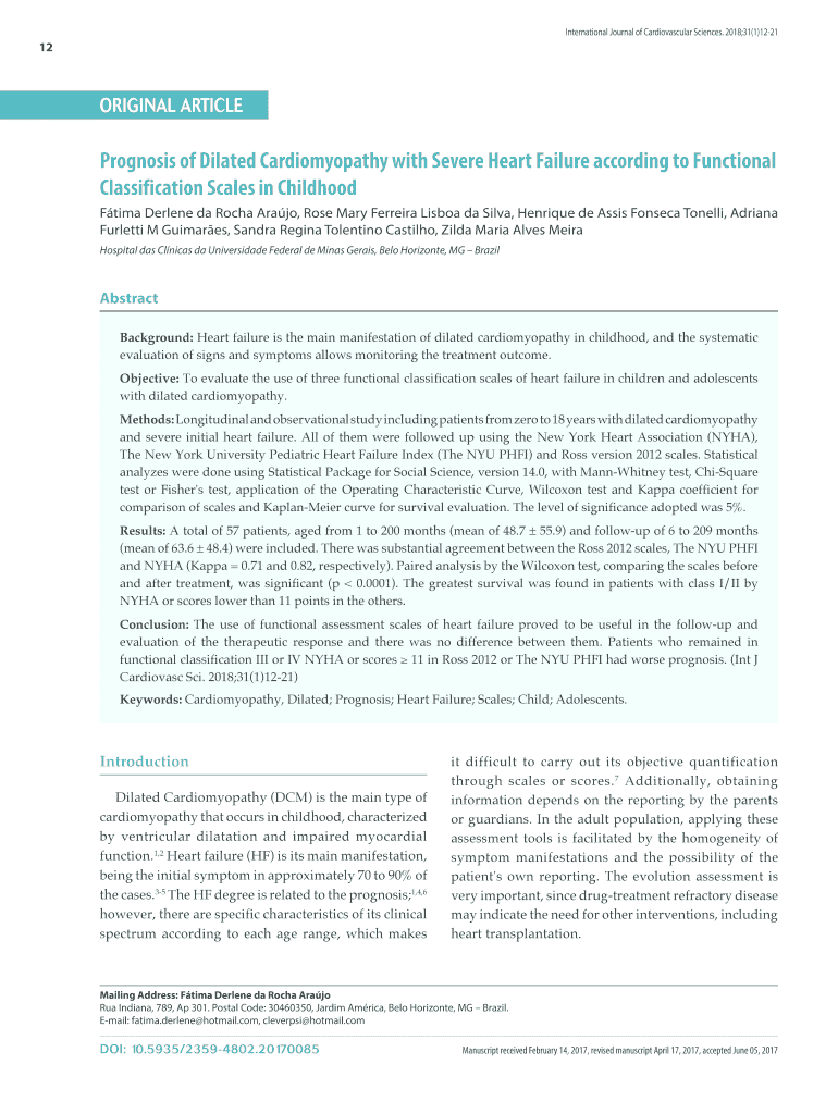 Fillable Online Prognosis of Dilated Cardiomyopathy with Severe Heart ...