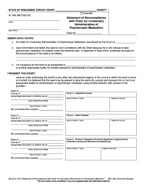 with Order for Involuntary