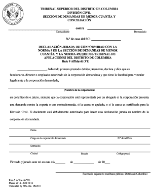 Rule 9 Affidavit