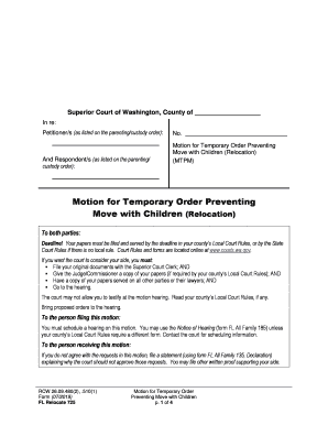 Washington Motion to Prevent Move with Children