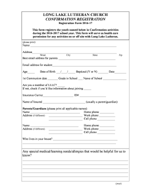 permission for any activities on or off site with Long Lake Lutheran