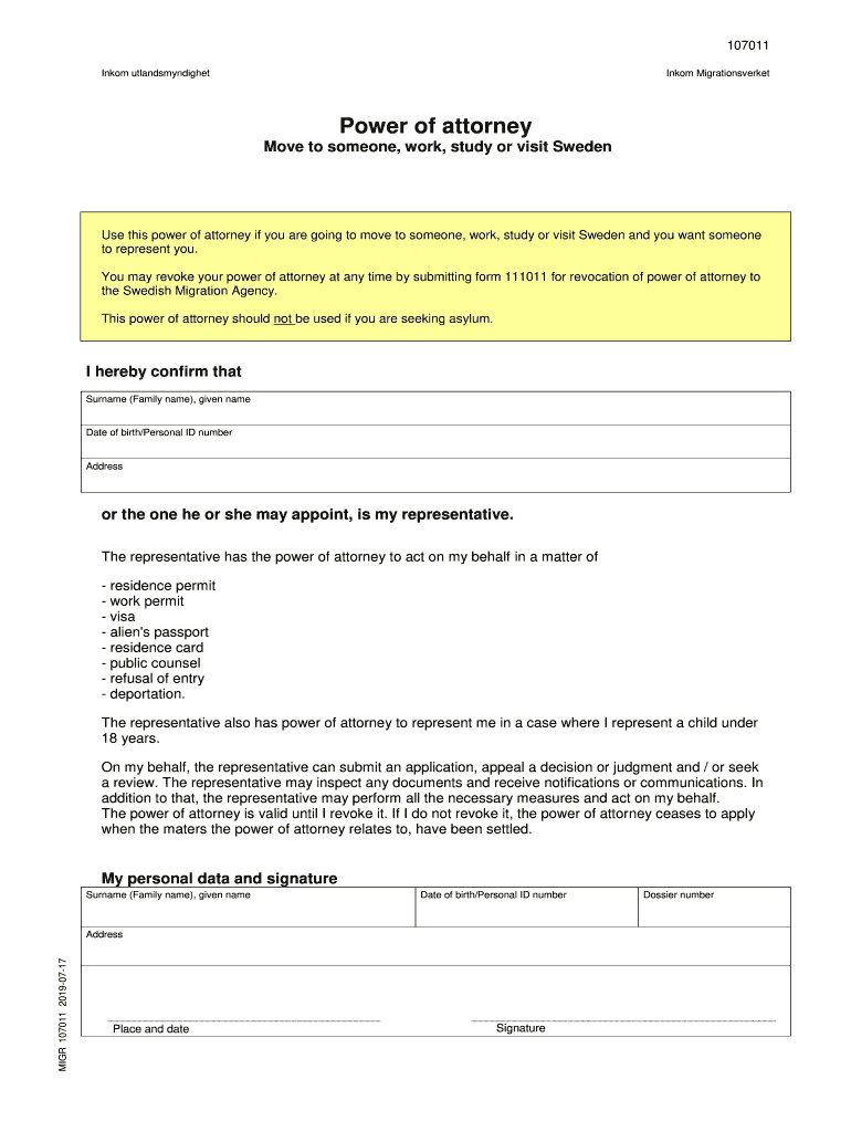 power of attorney migrationsverket Preview on Page 1.