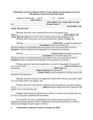 Cohabitation Agreement Template