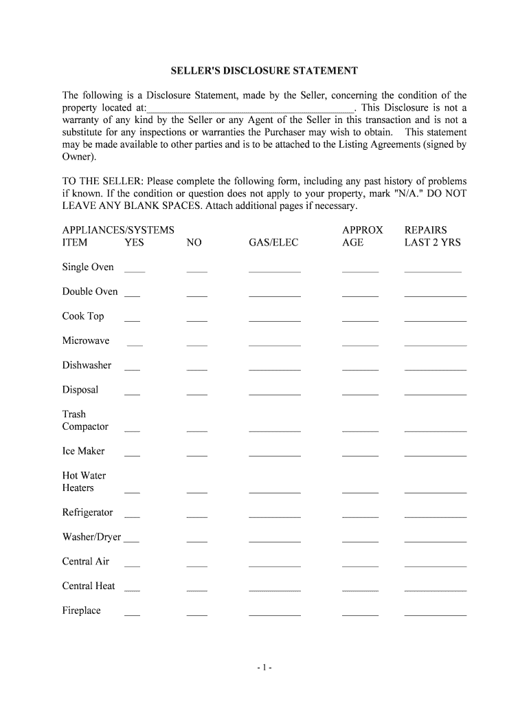 michigan seller disclosure form Preview on Page 1