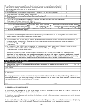 Missouri Residential Real Estate Sales Disclosure Statement
