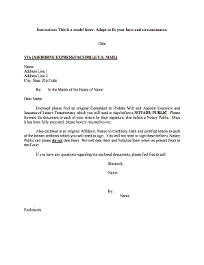 Probate Will and Appoint Executrix Letter