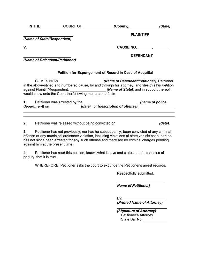 Expungement Fill Online Printable Fillable Blank PdfFiller