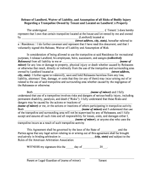 Trampoline Waiver For Rental Property - Fill Online, Printable ...