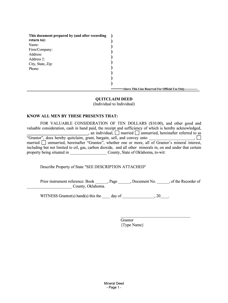 oklahoma mineral deed Preview on Page 1