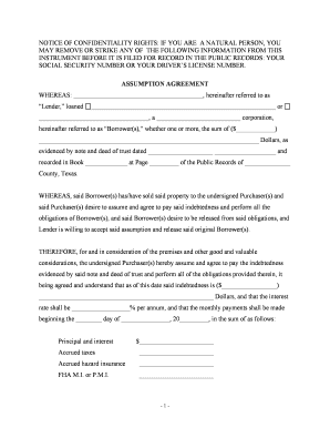 Texas Assumption Agreement