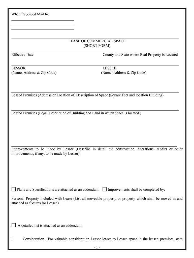 commercial lease form Preview on Page 1