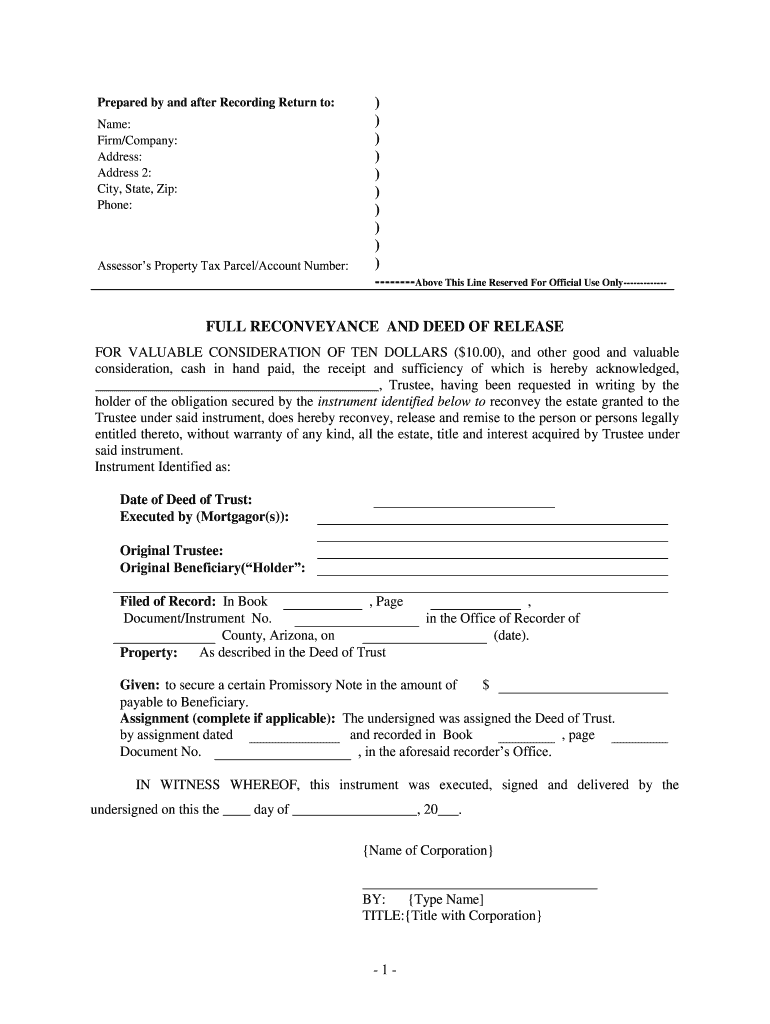 Reconveyance Deed Release - Fill Online, Printable, Fillable, Blank ...