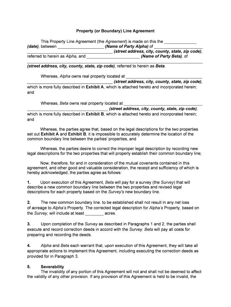 Fillable Online Boundary Line Agreement First International Title Fax
