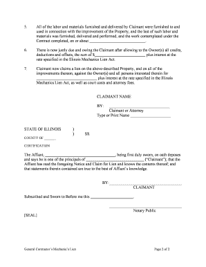 Illinois Mechanic’s Lien Notice and Claim