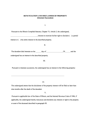 Illinois Renunciation And Disclaimer of Property
