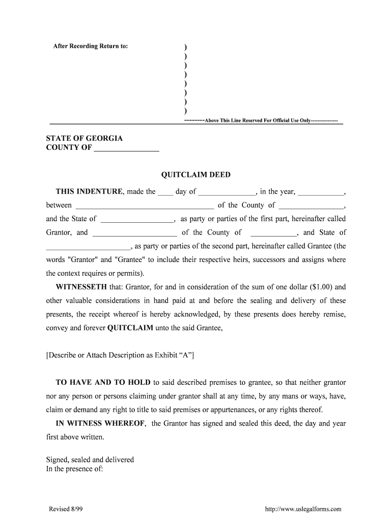 georgia quitclaim deed Preview on Page 1