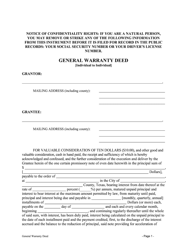 Deed Vendors Lien Fill Online, Printable, Fillable, Blank pdfFiller