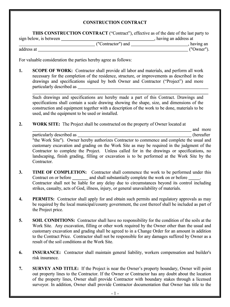 Washington Construction Contract Cost Plus or Fixed Fee Preview on Page 1
