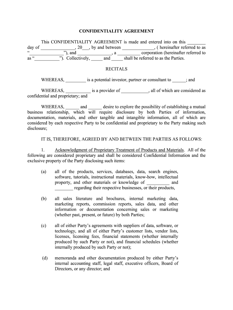 Fillable Online confidentiality agreement form printable Fax Email ...