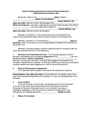 Ethical Hacking Agreement for Unannounced Penetration Test