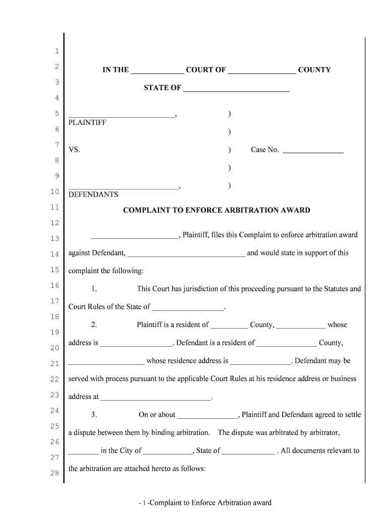 arbitration award template Preview on Page 1