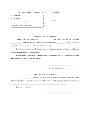 Motion for Transport