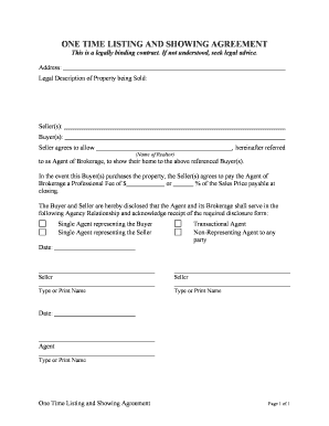 One Time Showing Agreement Texas - Fill Online, Printable, Fillable, Blank  | pdfFiller