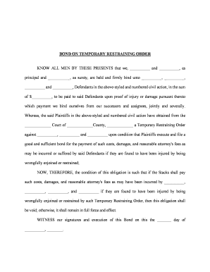 Bond on Temporary Restraining Order