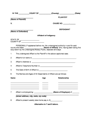 Affidavit of Indigency