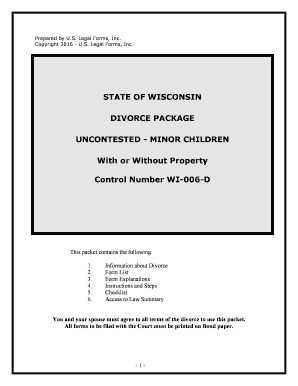 Wisconsin No-Fault Agreed Uncontested Divorce Package for Dissolution of Marriage for people with Minor Children