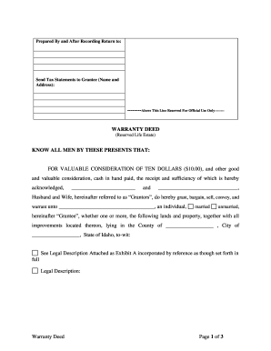 Idaho Warranty Deed to Child