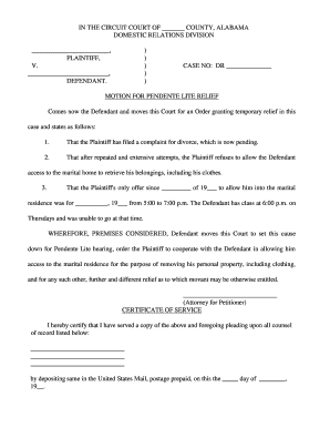 Motion for Pendente Lite Relief