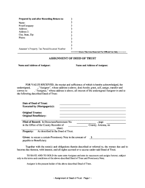 Arizona Assignment of Deed of Trust by Individual Mortgage Holder