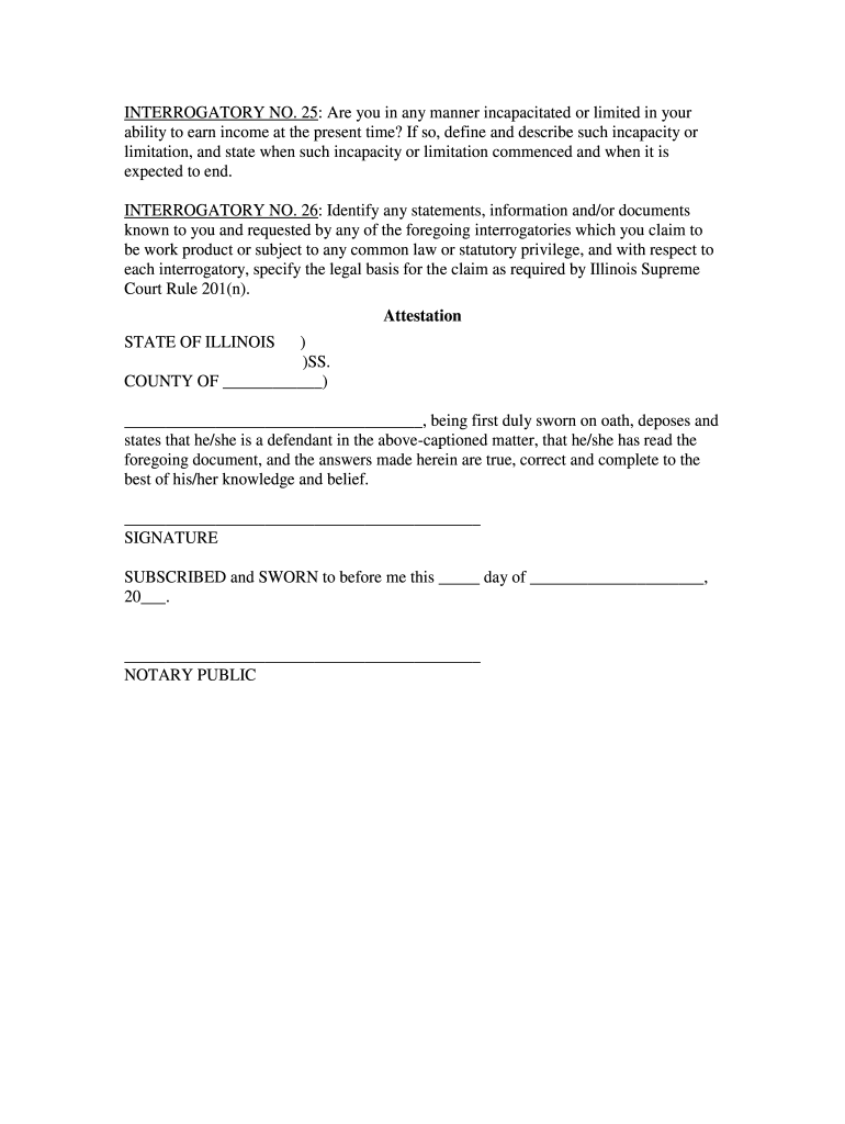 illinois interrogatories sample Preview on Page 1.
