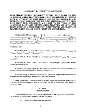 Amendment to Postnuptial Agreement