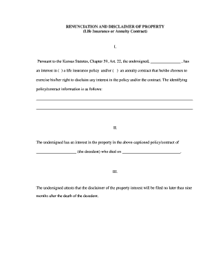 Kansas Renunciation and Disclaimer of Property