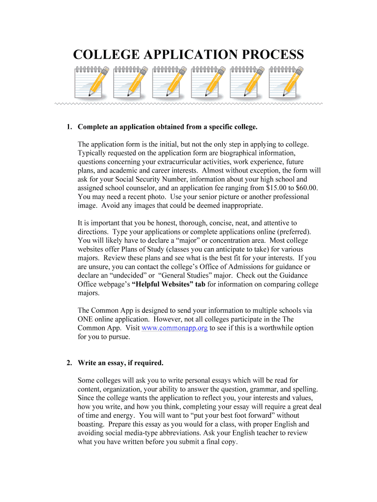 Fillable Online hhs highland k12 in COLLEGE APPLICATION PROCESS