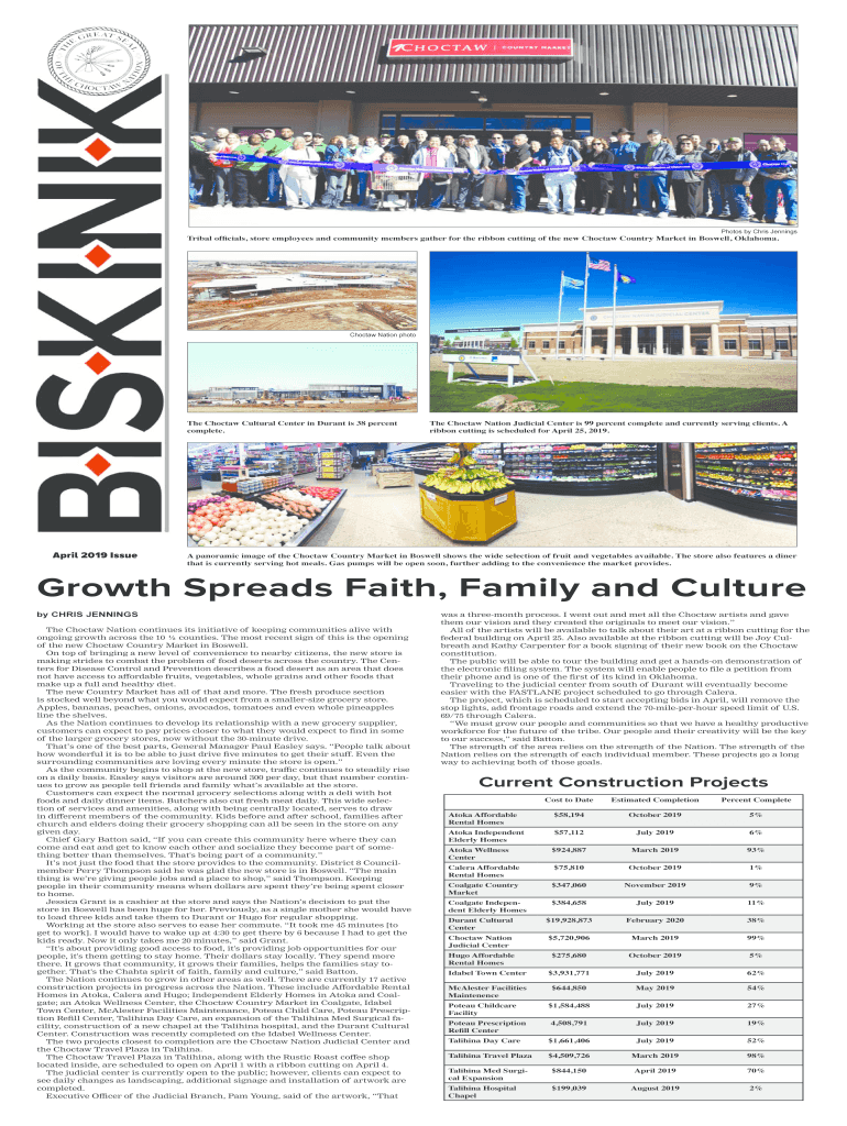 Fillable Online First Choctaw Grocery Store Opens with Ribbon Cutting