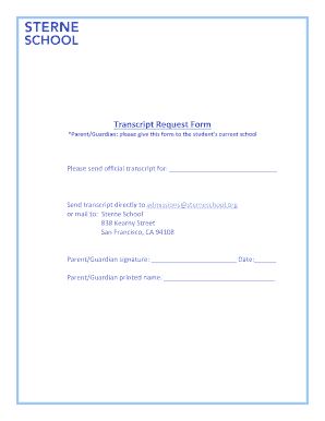 Fillable Online Transcript Request Form - Sterne School Fax Email Print ...