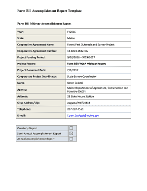 Farm Bill Accomplishment Report Template