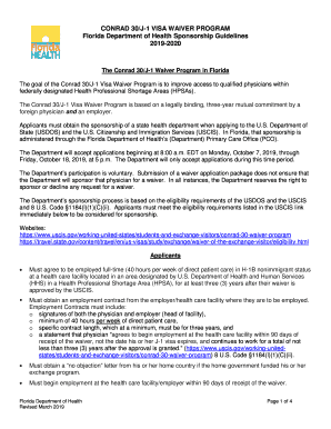 Florida conrad 30/j-1 visa waiver program guidelines and