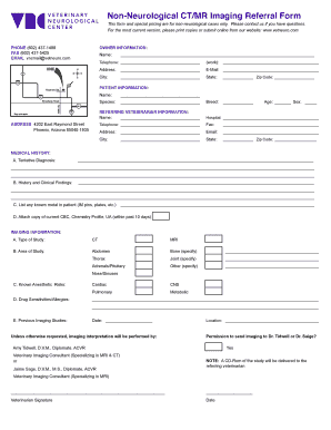 Fillable Online Non-Neurological CT/MR Imaging Referral Form ...