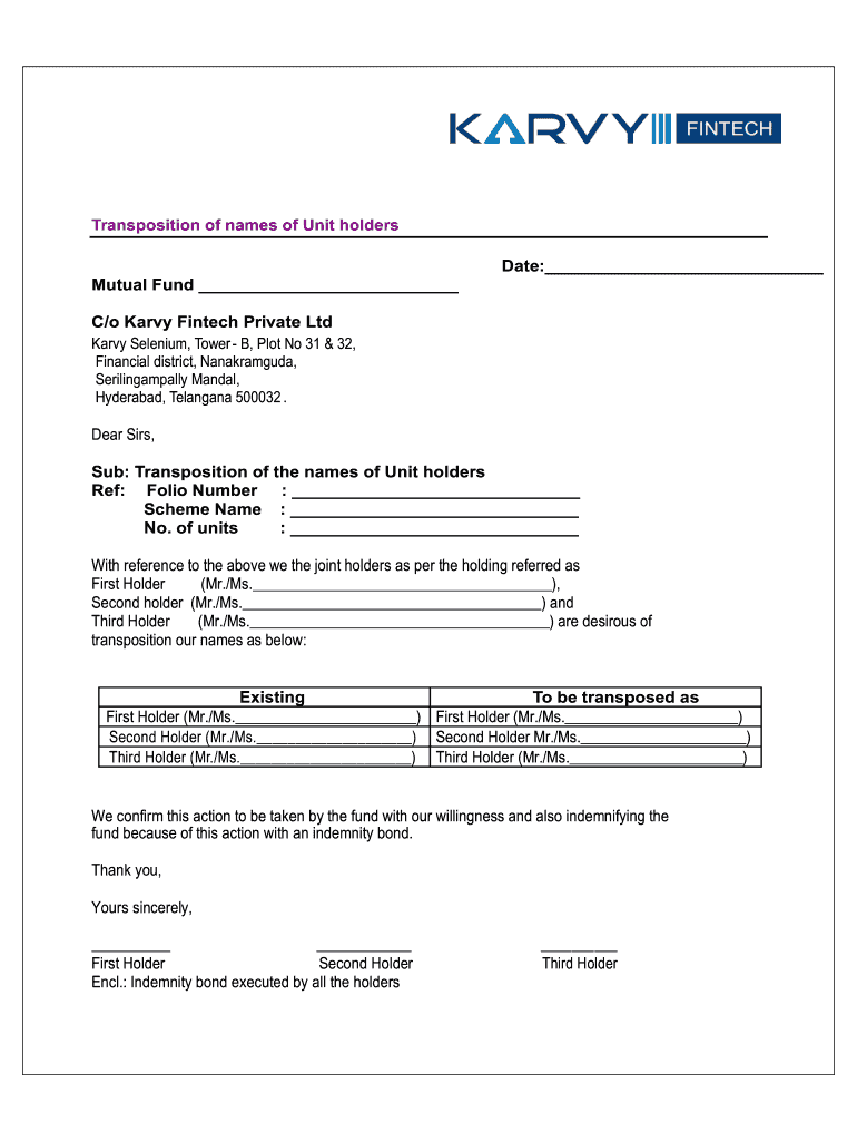 Transposition Form - Fill Online, Printable, Fillable, Blank | pdfFiller