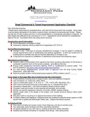 Small Commercial &amp; Tenant Improvement Application Checklist