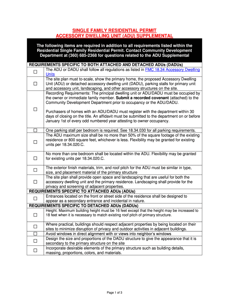 Fillable Online Accessory Dwelling Unit - City of Ferndale Public ...